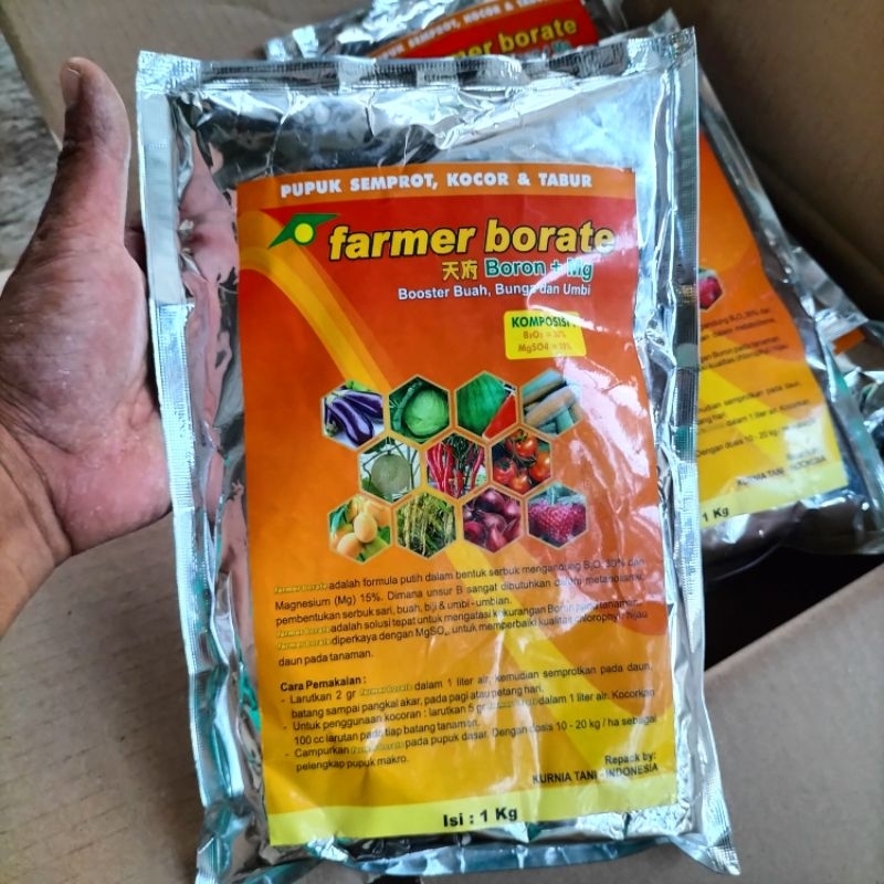 Pupuk farmer borate 1kg Untuk merangsang / Boster Buah Bunga dan umbi sayur padi