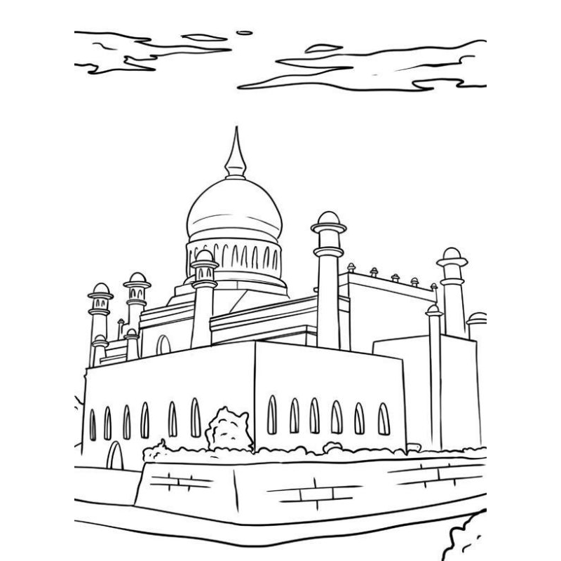 kertas gambar kertas mewarnai tema masjid
