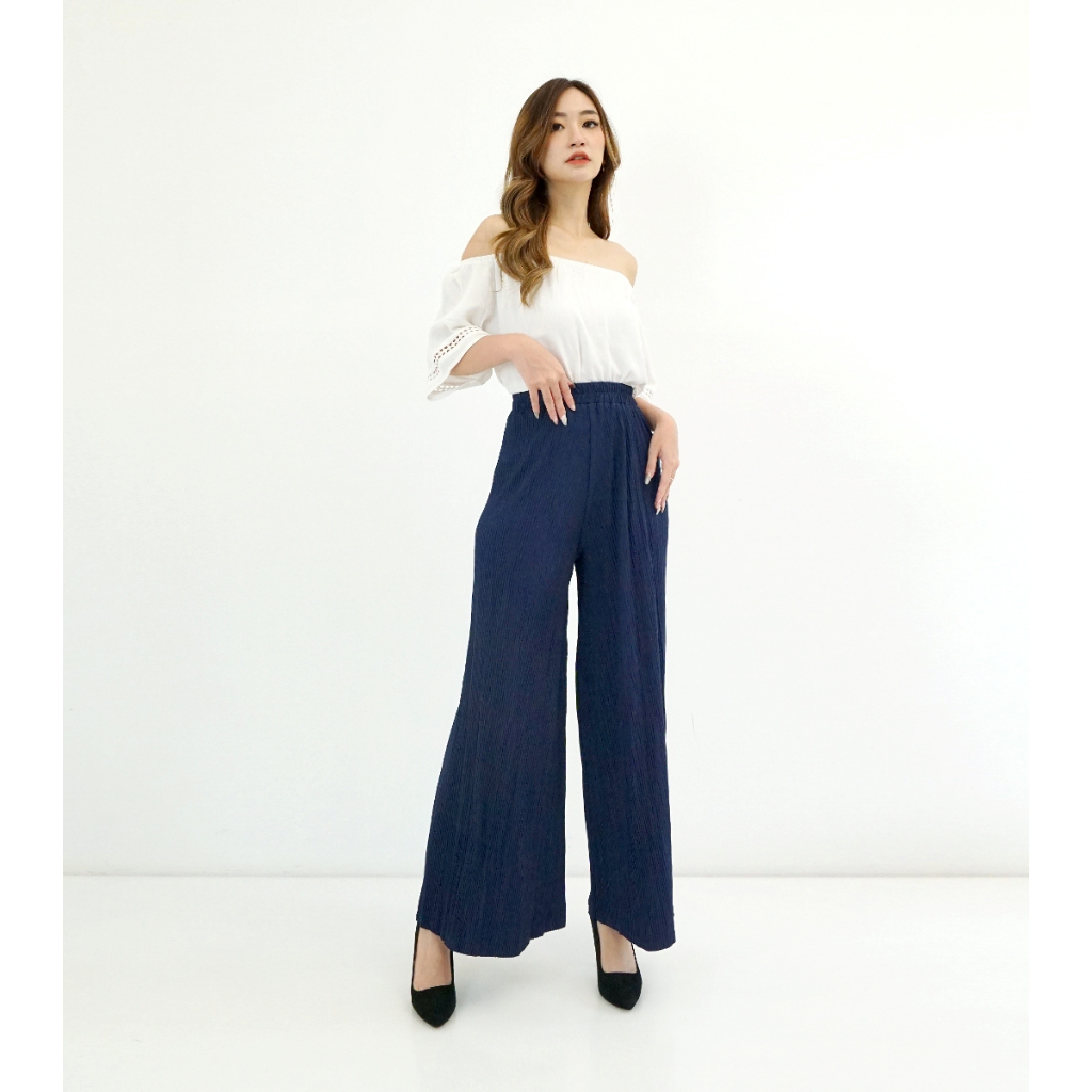 Celana Kulot Plisket Pleated Pants Wanita Highwaist Premium CPLIDI