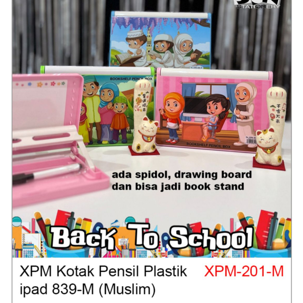 

Kotak pensil plastik ipad pencil case lucu bisa untuk book stand dan ada papan tulis nya