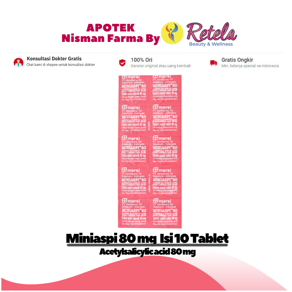 MINIASPI 80MG 1 STRIP 10 TABLET ( Acetylsalicylic acid 80 mg )