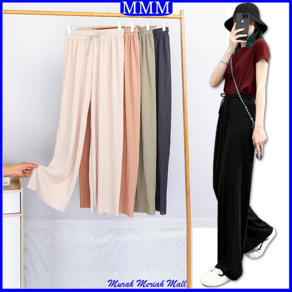 MMM Kulot Knit Pants Highwaist Cullote Pants Premium Tali Serut Panjang Korean Long Pants 6816 Celana Kulot Wanita Murah Loose Pants Higwaist Basic Stretch