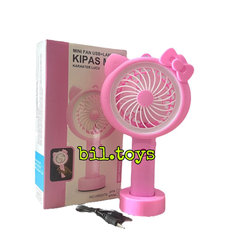 KIPAS ANGIN MINI USB PORTABLE LED LIGHT LAMPU KIPAS MINI KARAKTER