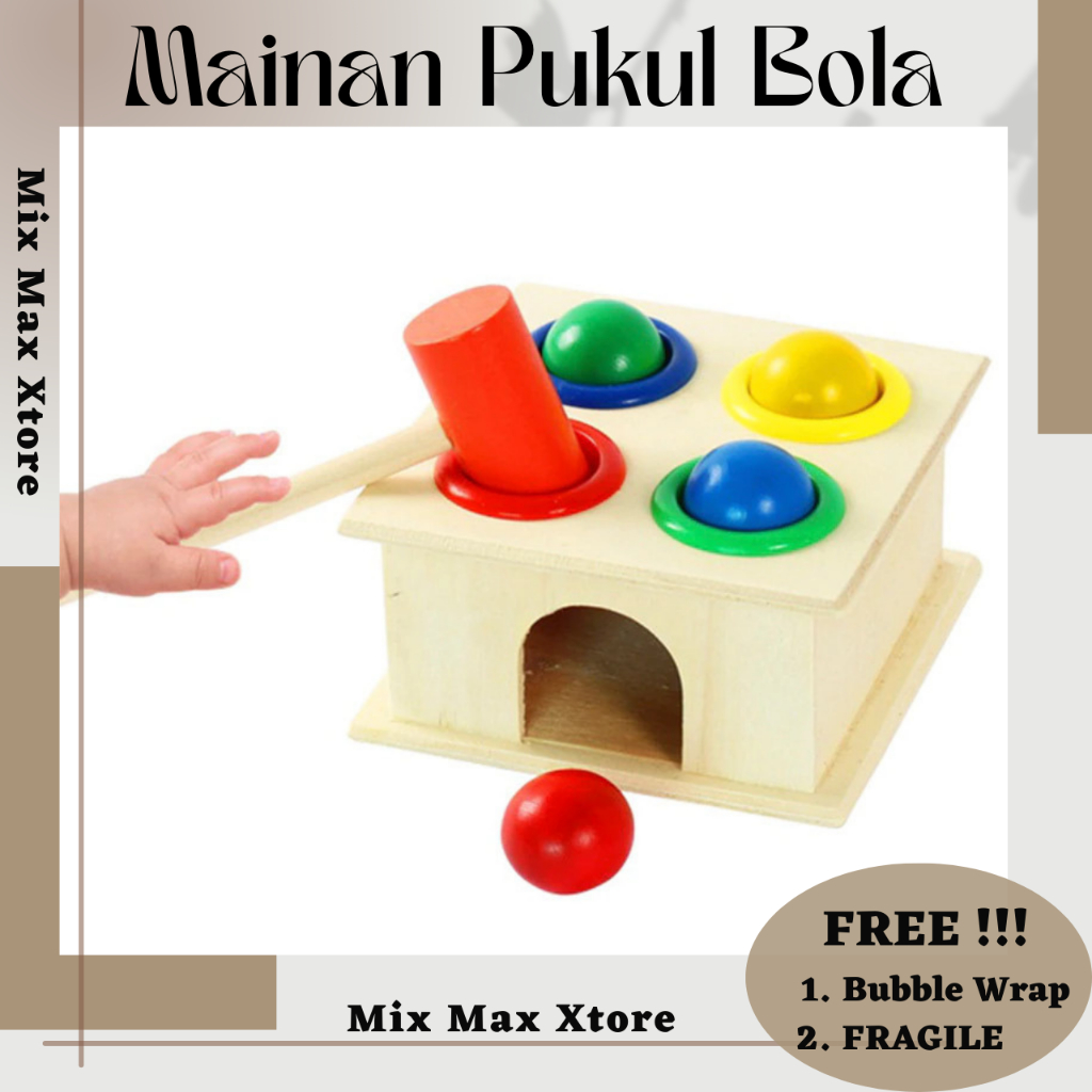 Mainan Anak Pukul Bola Percussion Platform Ball Children Toy - Multi-Color