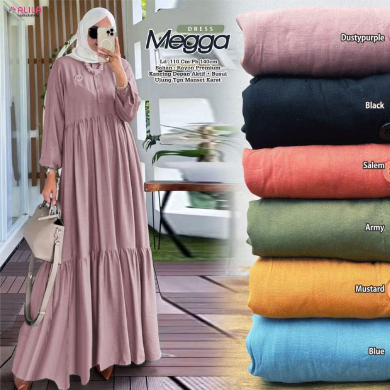 MEGGA DRESS RAYON PREMIUM MAXI DRESS POLOS ORI BY ALILA