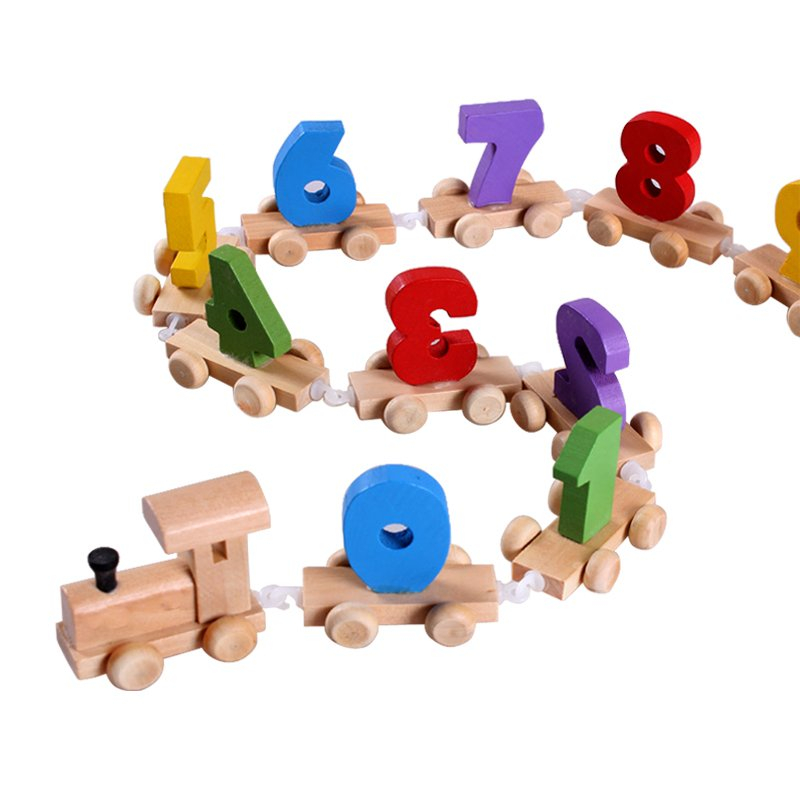 Wodden Train 123 Number Mainan Balita Wooden Toys Mainan Kayu Mainan kereta Anak Puzzle Kayu