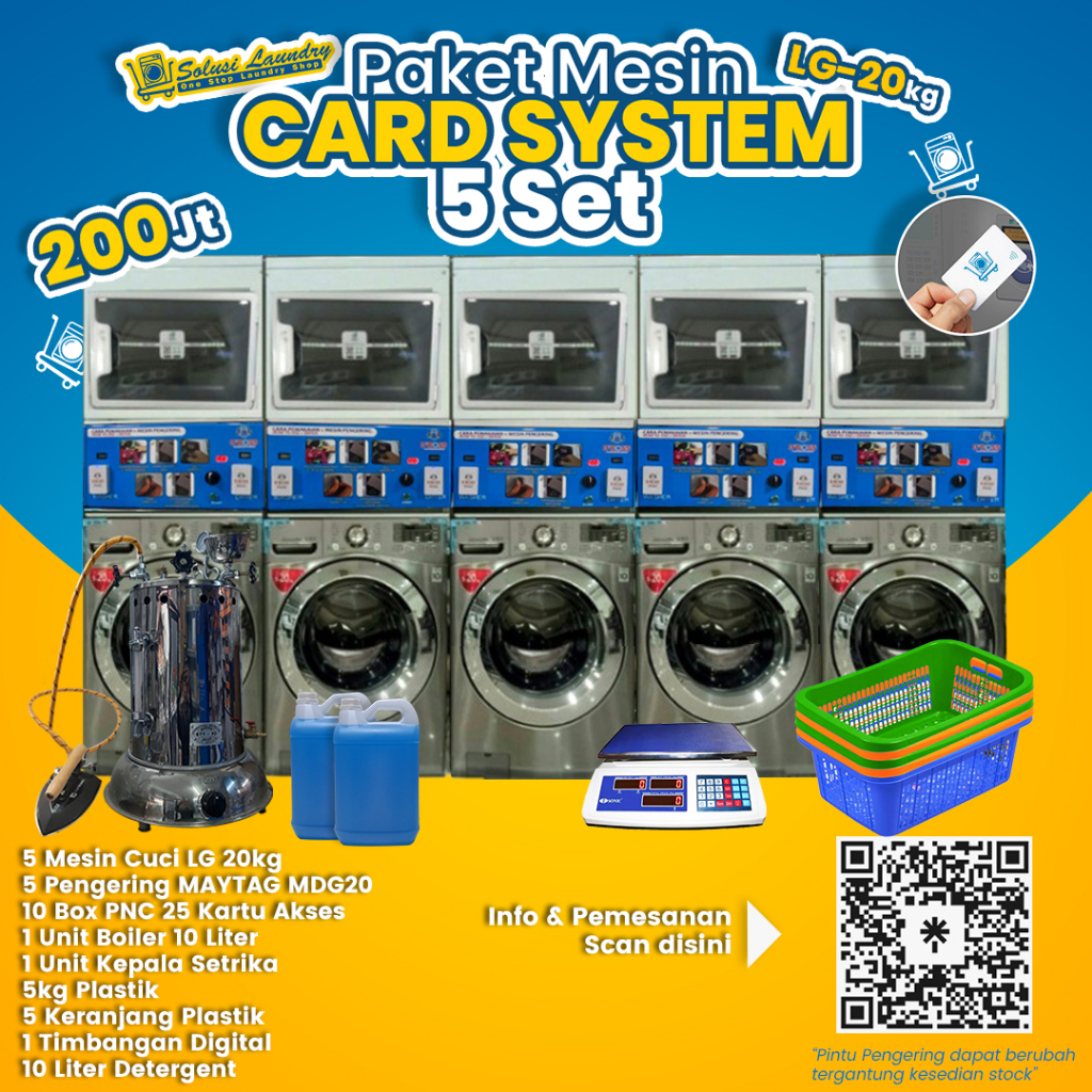 Paket Usaha Laundry Kartu Paket mesin CARD SYSTEM 5 SET 200JT
