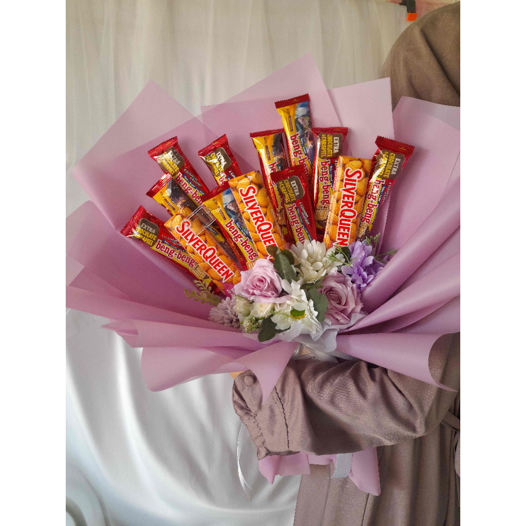 Buket Chocolate Mix/ Buket Snack/ Buket Beng-beng/ Buket Silverqueen/Buket Coklat