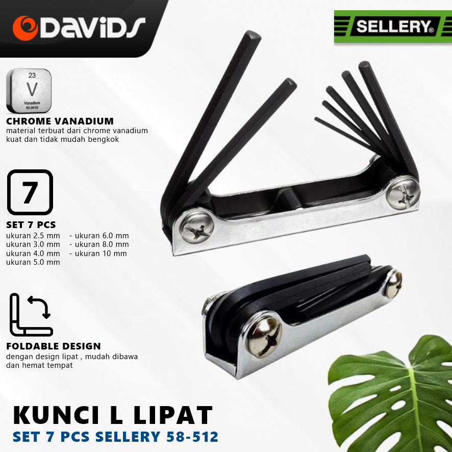 Kunci L Lipat Set Serbaguna Sepeda Foldable 7 Pcs Hex Key Crv Sellery