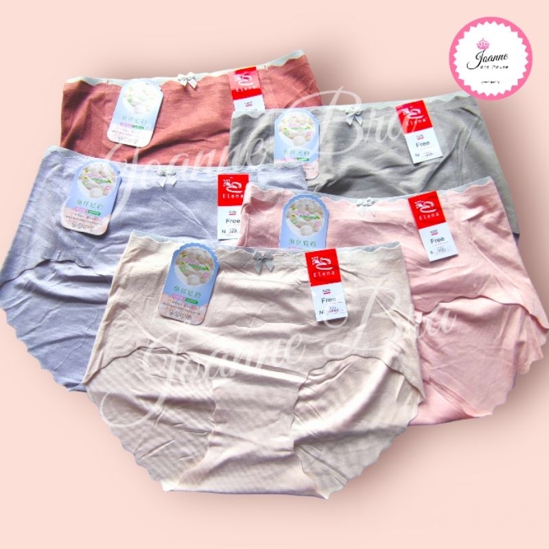 Elena Celana Dalam Seamless Mid Waist Fit bb 65kg E 3206 - CD Tanpa Jahitan Lembut Elastis Nyaman Pi