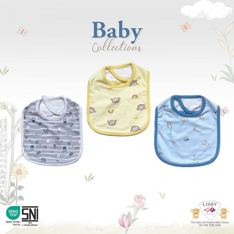 LIBBY Slaber Celemek Bayi Full Print Bib Baby (All Size) Perlengkapan Bayi Baru Lahir Newborn