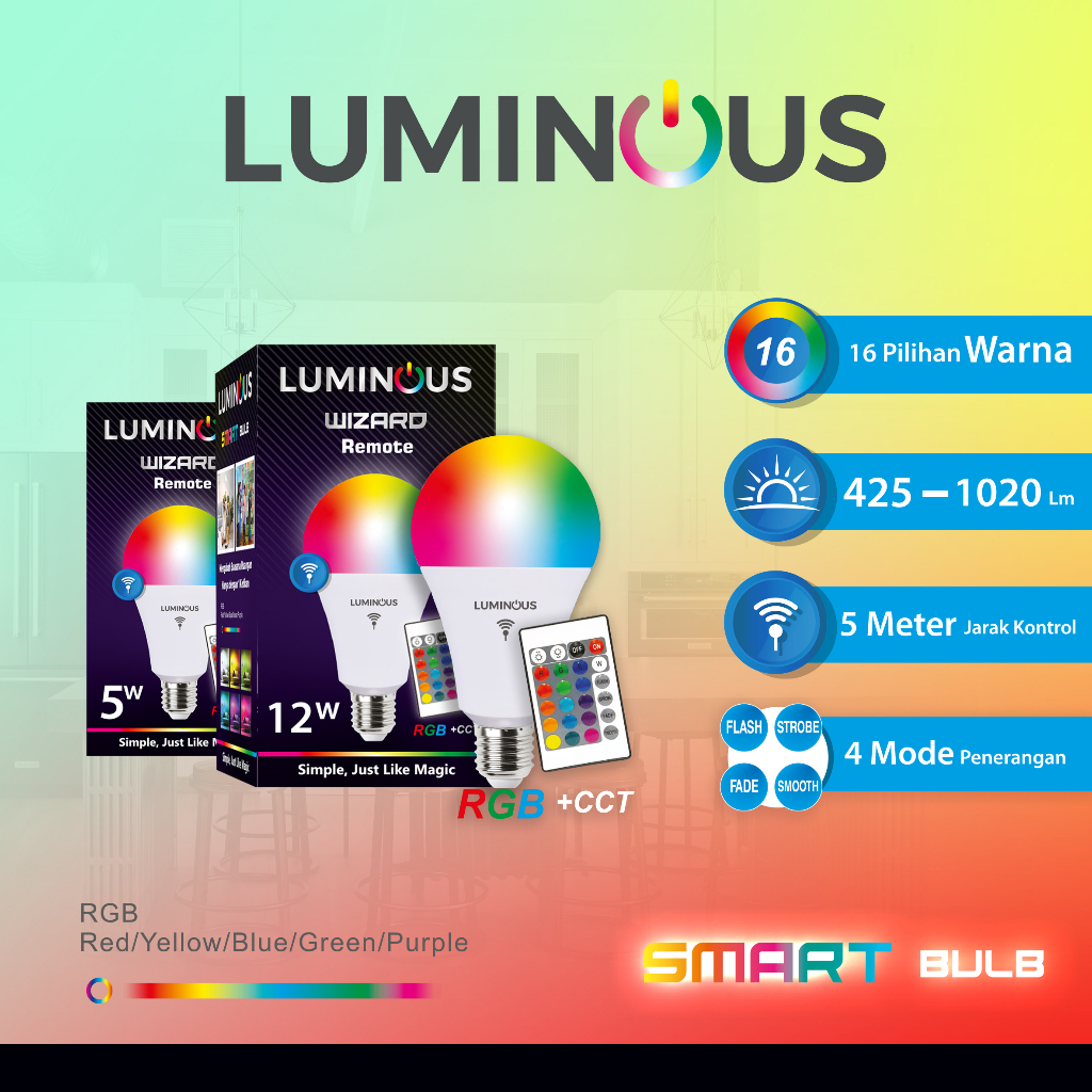 &quot;17 RB DOANG!&quot; LAMPU LED SMART BERUBAH WARNA LUMINOUS RGB LIGHT BULB WITH REMOTE CONTROL 15 WATT