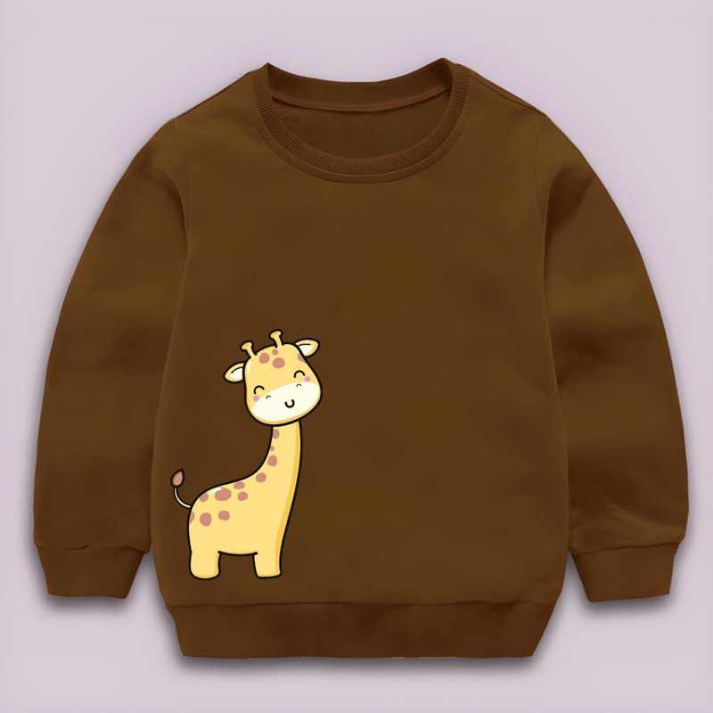 Sweater crewneck anak GIRAFFE baju anak laki laki perempuan size 2-10 tahun