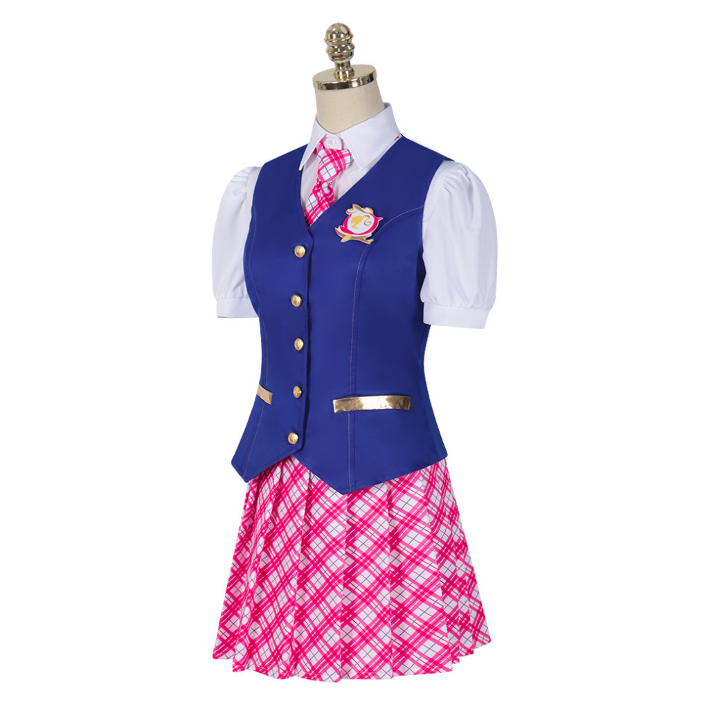 [QTakasi]  Movie Barbie cos suit princess college school uniform Delancey Barbie dress leggings cosplay costume