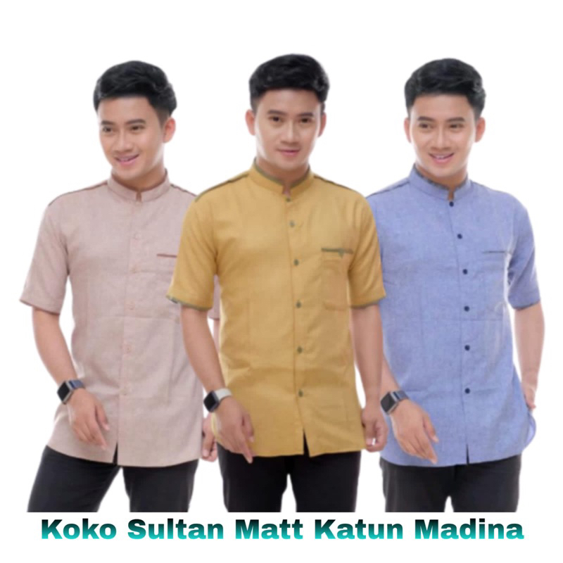 Baju koko pria sultan lengan pendek terbaru matt katun madina