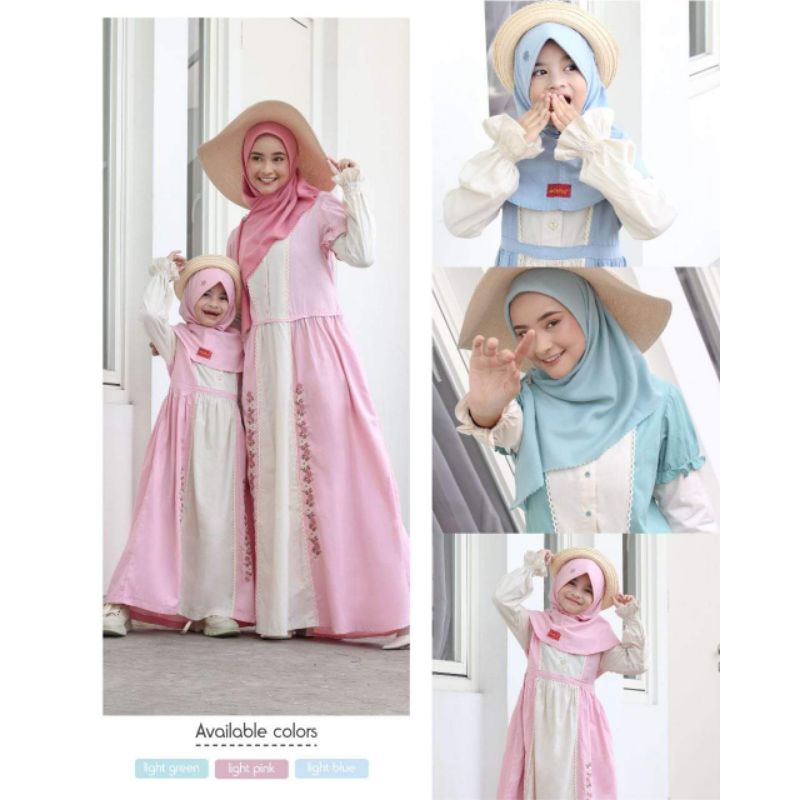 couple manis dari dannis/couple dannis terbaru/gamis pink,biru,tosca dannis