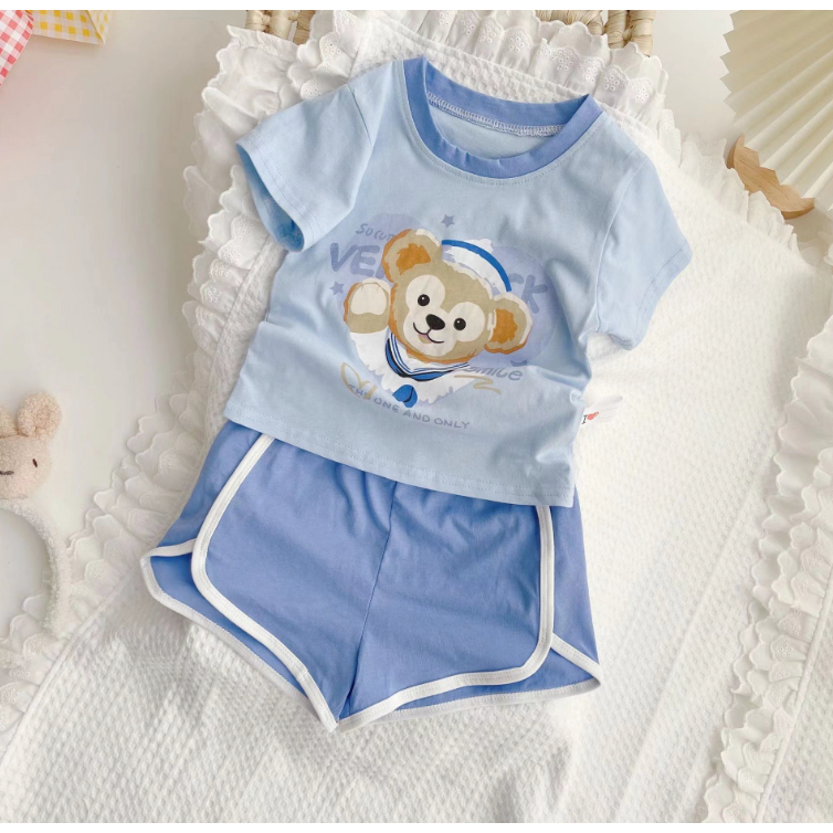 babyfit baju setelan oblong dengan celana pendek anak cewek cowok kartun korean style nyl-0628