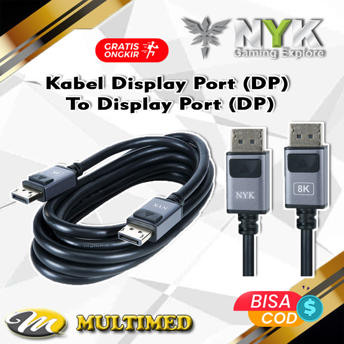 Kabel Display Port DP To Display Port DP Cable NYK 8K GOLD Plated