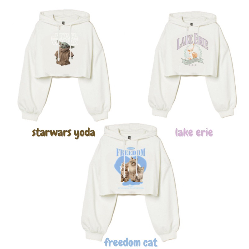 HOODIE CROP HM BROKEN WHITE NEW