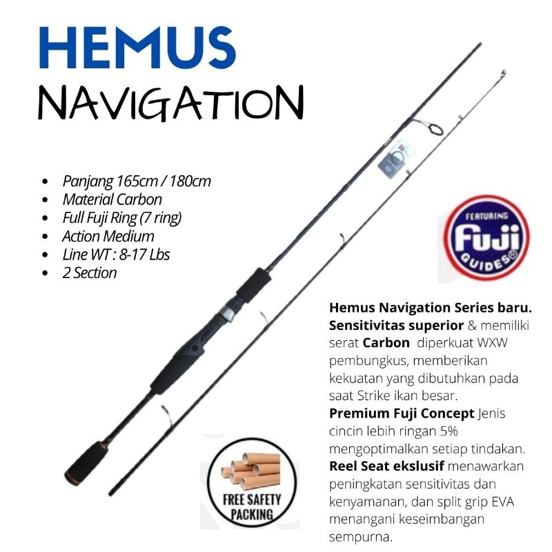 Joran Carbon HEMUS NAVIGATION Full FUJI dan Free Packing