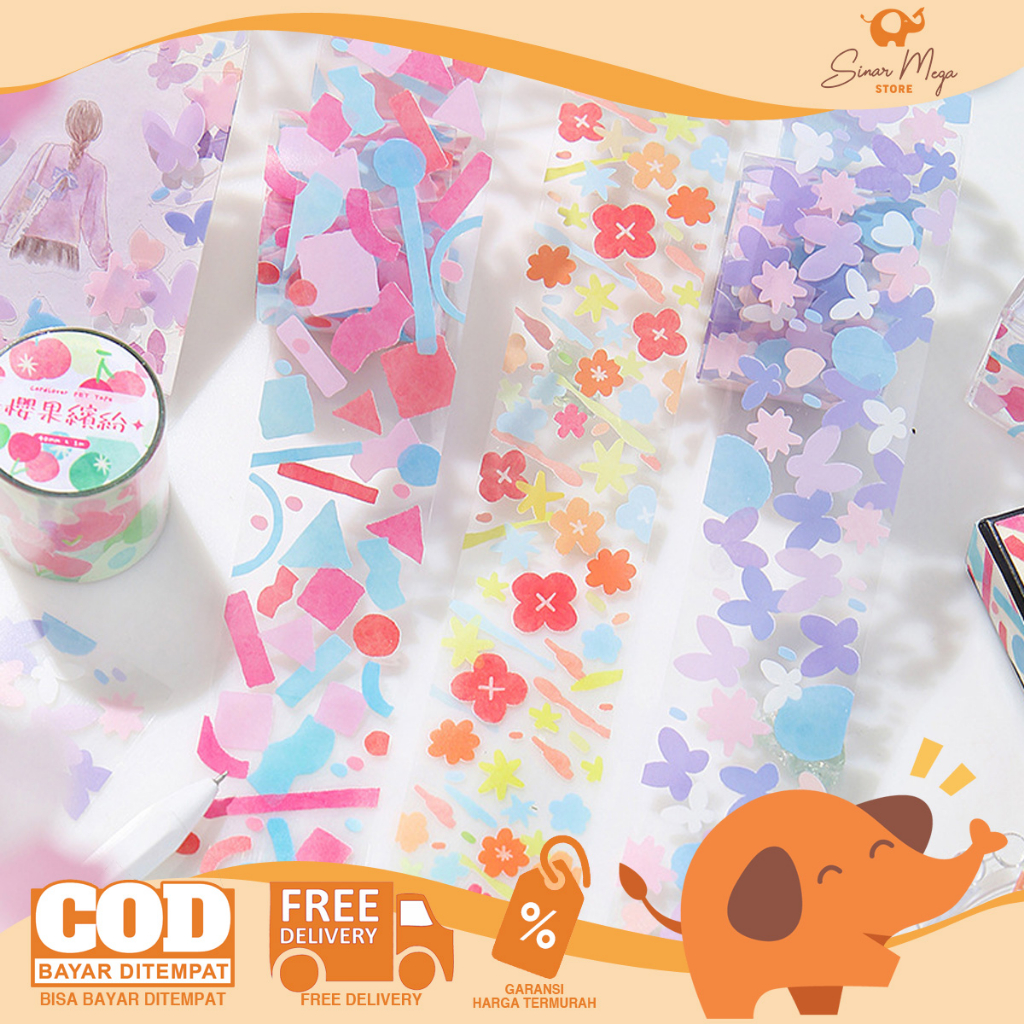 

Masking Tape Colored Glass Fantasy / Masking Tape Roll Deco Transparan Dengan Motif Lucu Unik