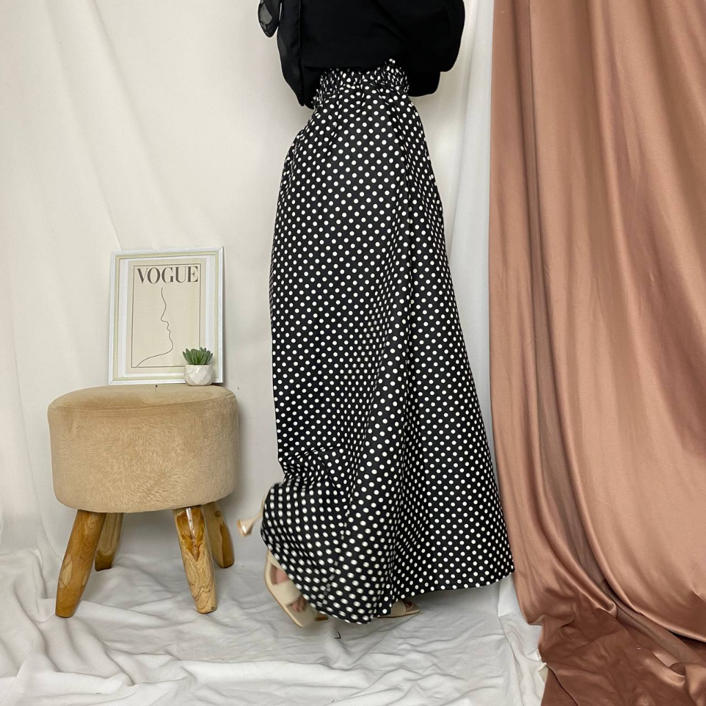 ROK MAYUNG KATUN MOTIF POLKA/ROK PINGGANG KERUT POLKADOT
