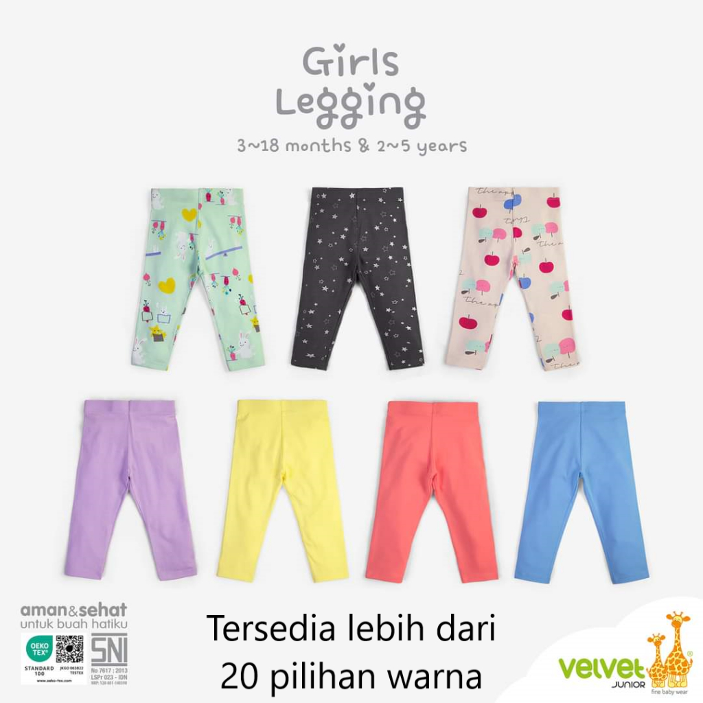 [TOMS] VELVET JUNIOR (1pcs) Legging Bayi Anak Perempuan Polos Warna Seri 8.0 (0-5 Thn)