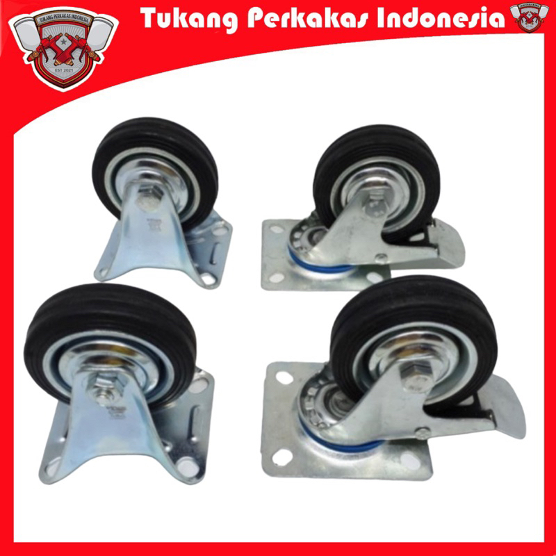 Roda etalase 4 inch / Roda trolley / Roda karet ( 2 Rem 2 Mati )