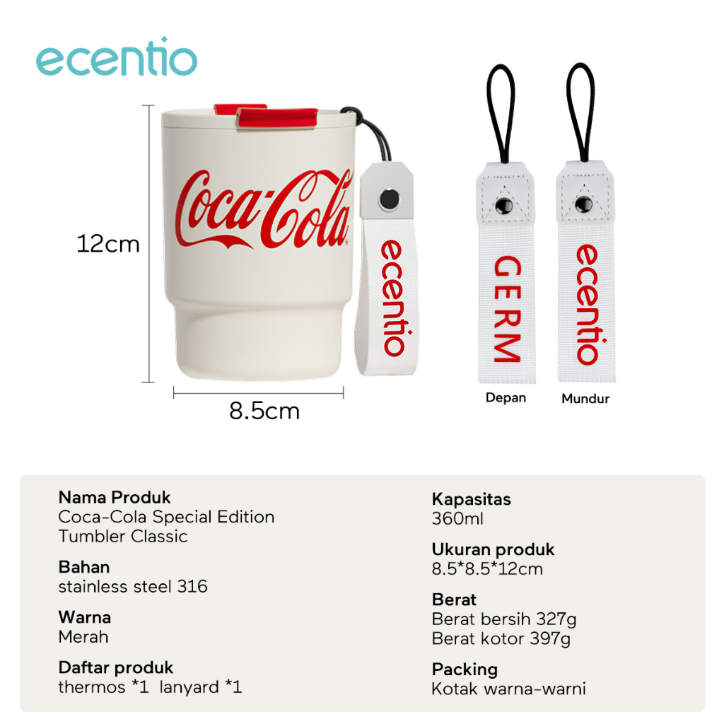 FOODI Coca-Cola Tumbler Coffee Cup Tumbler Mug 316 Stainless Cangkir Sippy Mug Travel Cangkir Kopi Mini