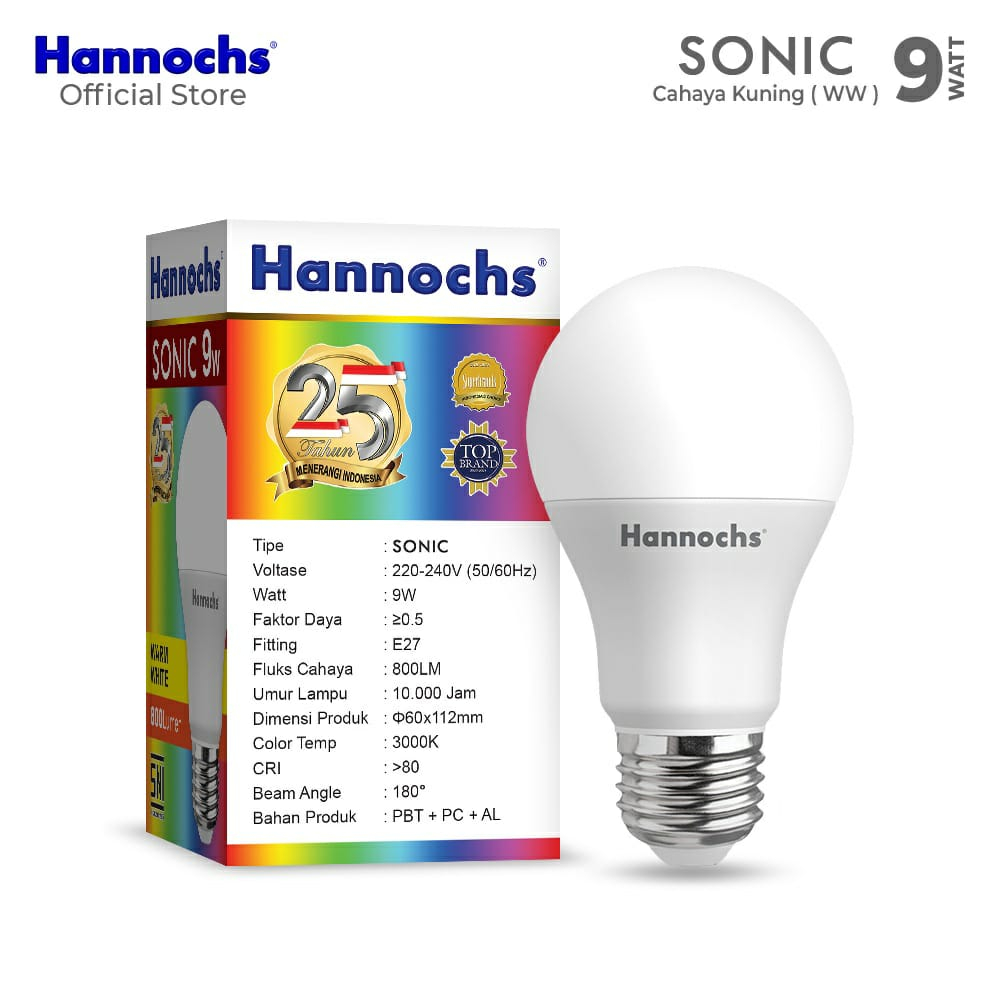 (JB99) Hannochs Lampu LED Sonic 9 Watt - Cahaya Kuning