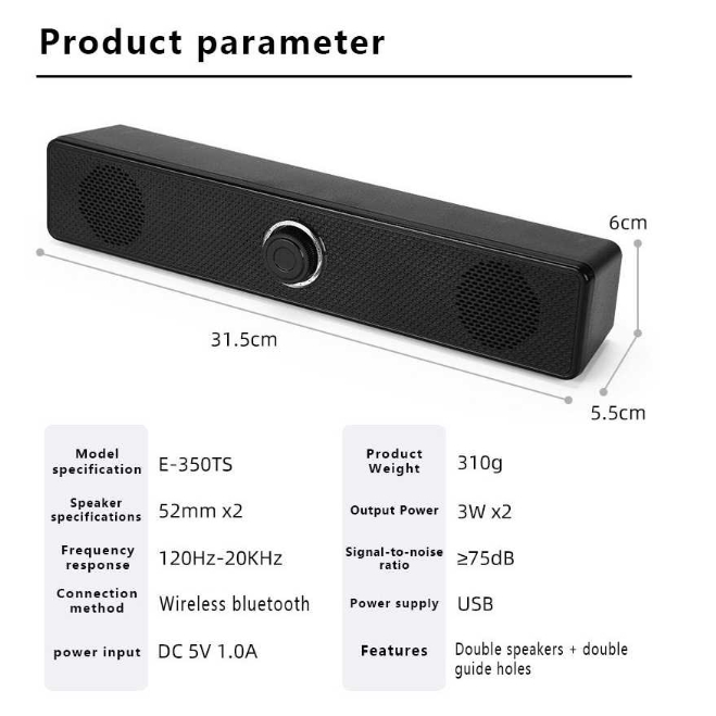 Speaker Soundbar Surround Home Theater Wired + Bluetooth 5.0 Sound Spiker Sensasi Suara Fantastis Berkualitas