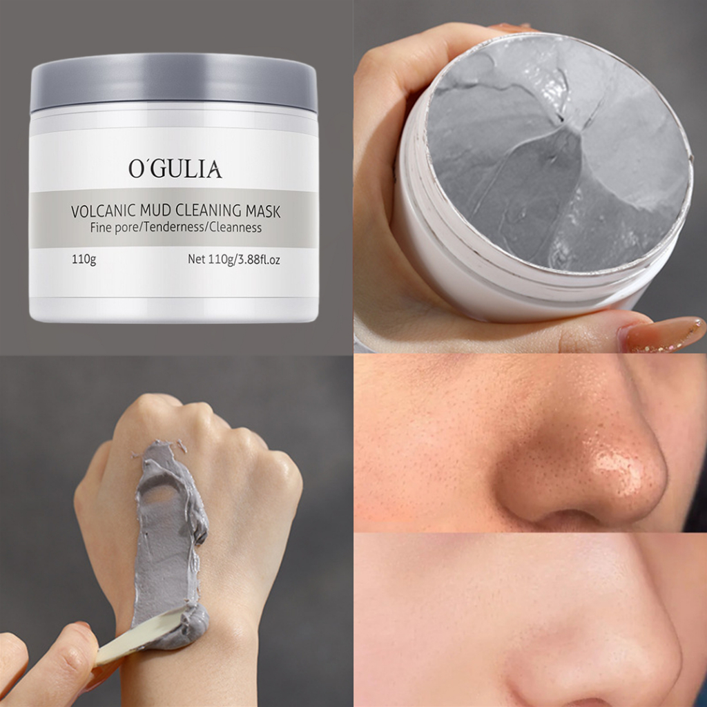 O'GULIA Volcanic Mud Facial Whitening Clay Mask Deep Cleansing Blackhead Removal Masker Wajah - 120gr