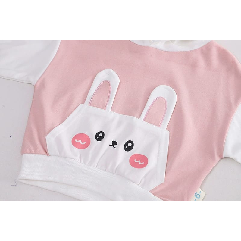 setelan lengan panjang anak perempuan motif sweet bunny lucu usia 6 bulan - 5 tahun premium import