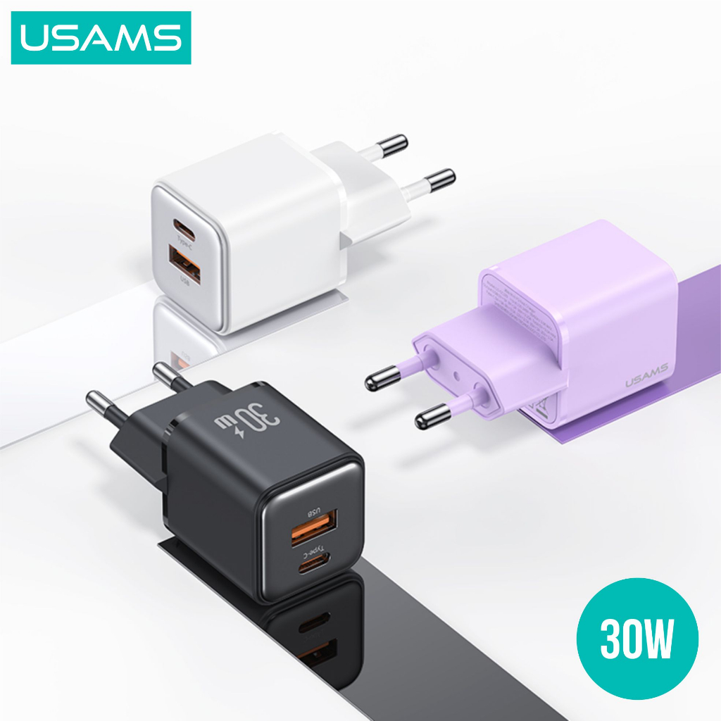 USAMS X-ron Adapter Fast Charger Dual Port PD30W+QC30