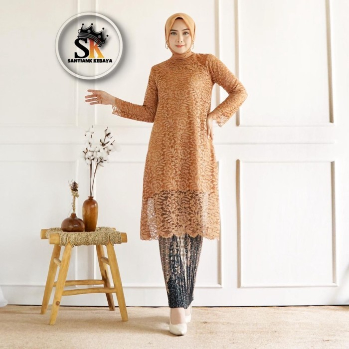 Harga Murah.. (Real Pict) Kebaya Bronik/ Kebaya Brokat Tunik / Mocca