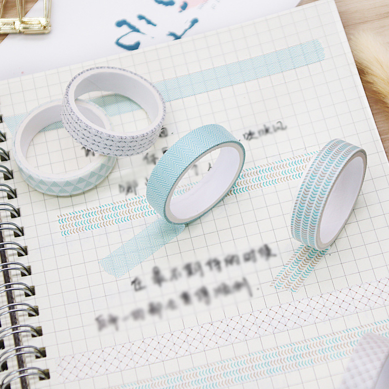 COD✨5Pcs/Set Washi Tape DIY Decorative Stickers Selotip Vintage Aesthetic lucu Kreatif/Solatip Diary Scrapbooking DIY Warna Solid Untuk Alat Tulis-Yimer