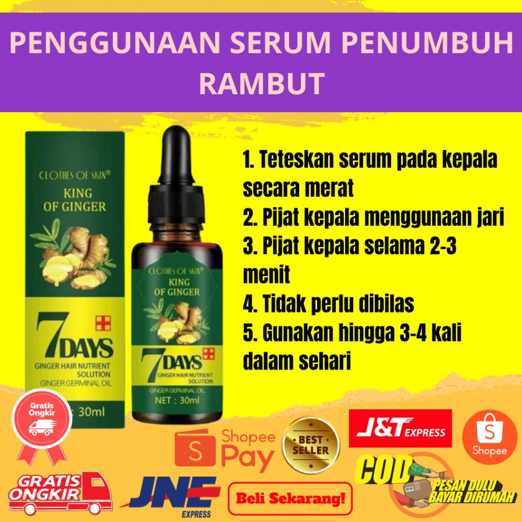 ⭐️⭐️BIG SALE⭐️ ⭐️ORIGINAL7 Days Clothes Of Skin Ginger Germinal Oil Minyak Penumbuh Rambut ORI