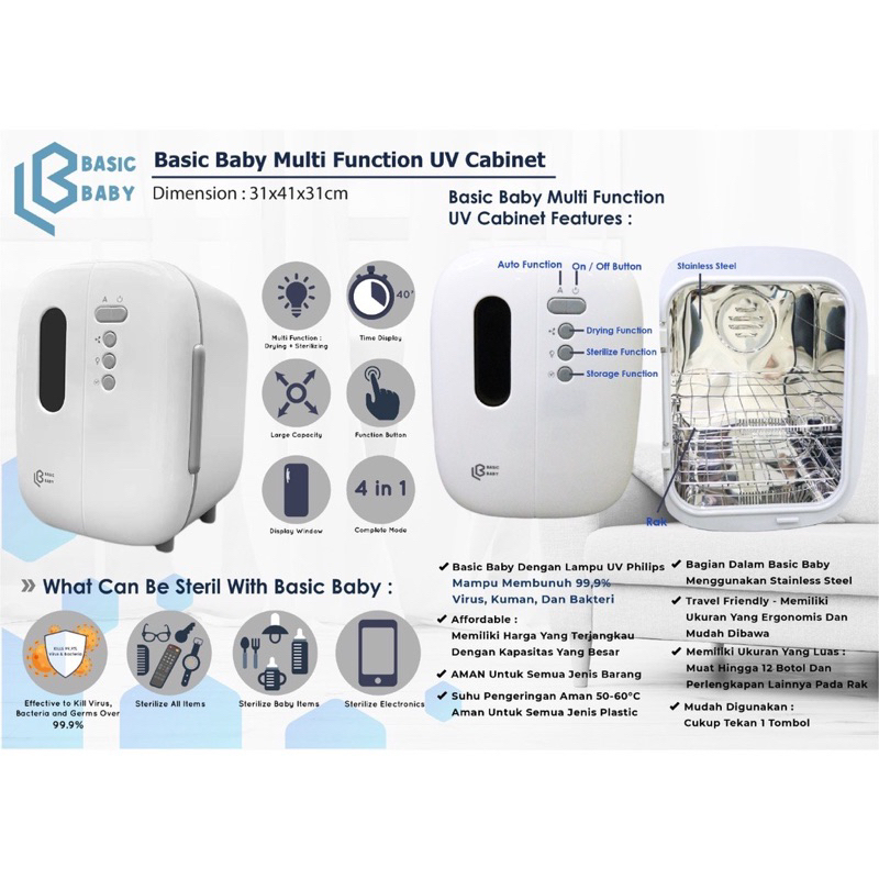 Basic Baby UV Sterilizer Box &amp; Basic Baby Cabinet UV Sterilizer Multifunction Sterilizer Alat Steril Botol Susu