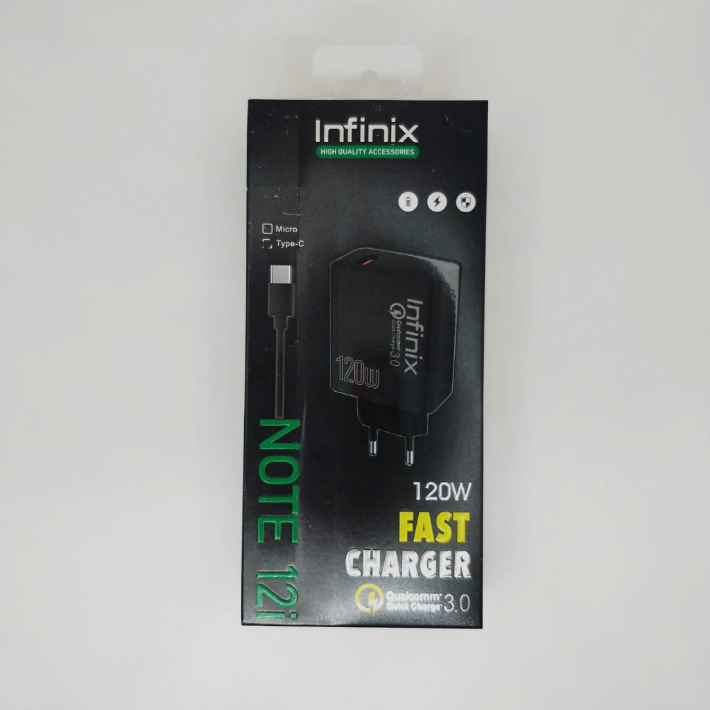 Charger Ori 100% Infinix Note 12i , 120W , Full Black* Support FastCharging bisa cas semua hp smartphone BY.MINIGO