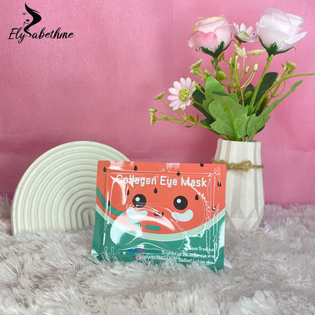 ✿ELYSABETHME✿ WATERMELON yeppu yeppu kiyowo collagen eyemask untuk mata panda dan lip mask untuk bibir kering umaskerin chingu