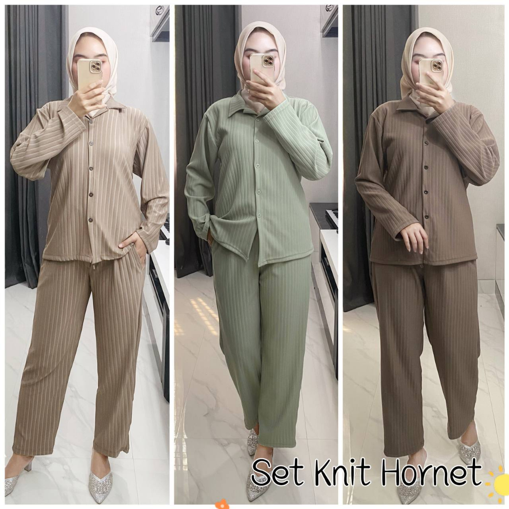 IZANY One Set Kemeja Panjang / PP KNIT Lengan panjang