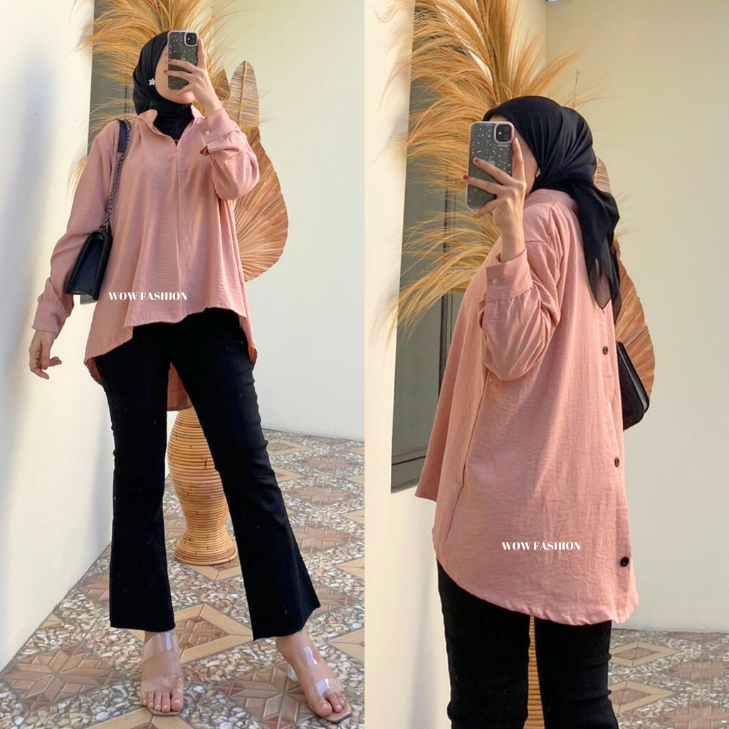 RIFA KEMEJA JUMBO OVERSIZE WANITA / KEMEJA KANCING BELAKANG / KEMEJA NON BUSUI