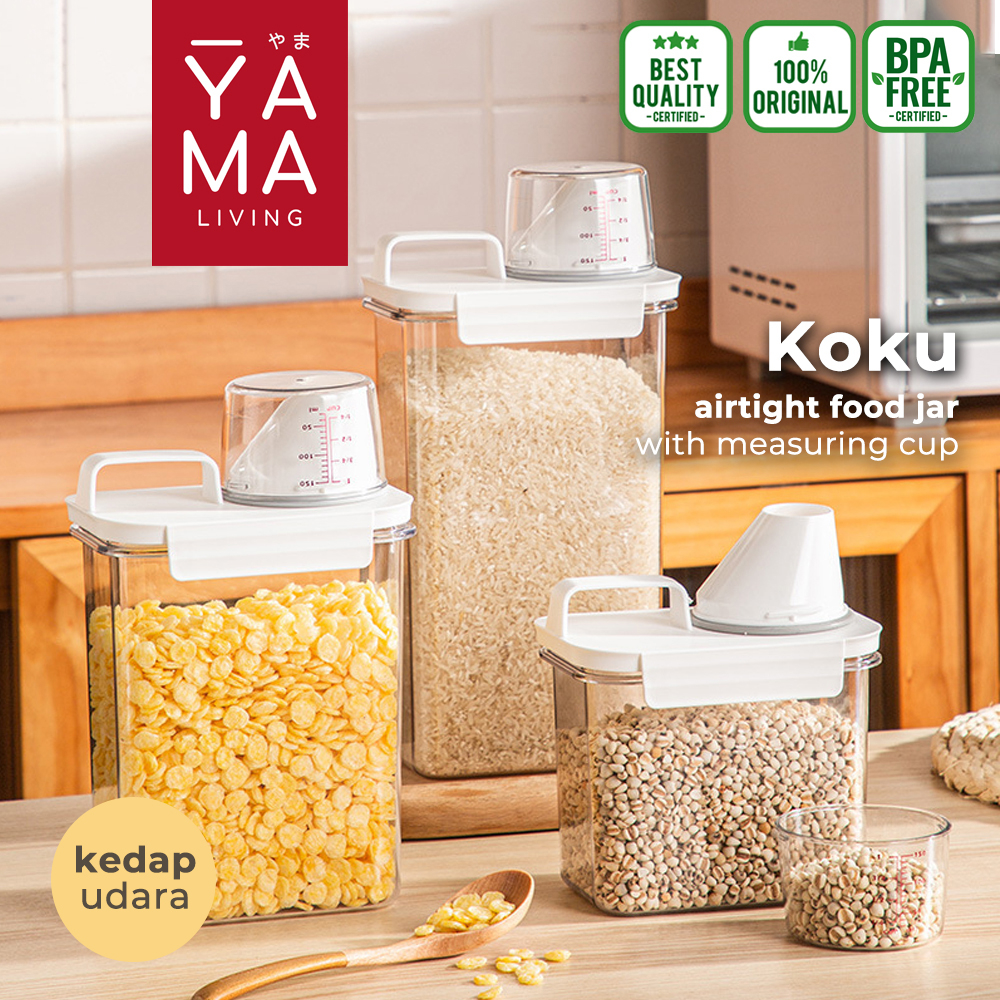 YAMA KOKU Airtight Jar Toples Kedap Udara Sereal Penyimpanan Makanan Cereal Botol Laundry Detergent