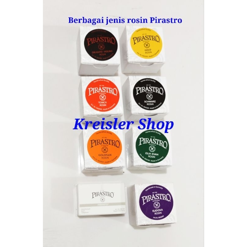 Rosin Pirastro berbagai jenis Rosin Obligato Tonica Oliv Evah Eudoxa dll untuk violin , viola , cello