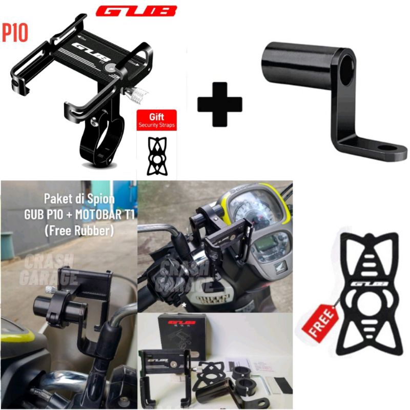 Paket GUB P30 Phone Holder + Bracket Spion MOTOWOLF ORIGINAL NMAX PCX ADV VARIO BEAT FAZZIO FILANO DLL