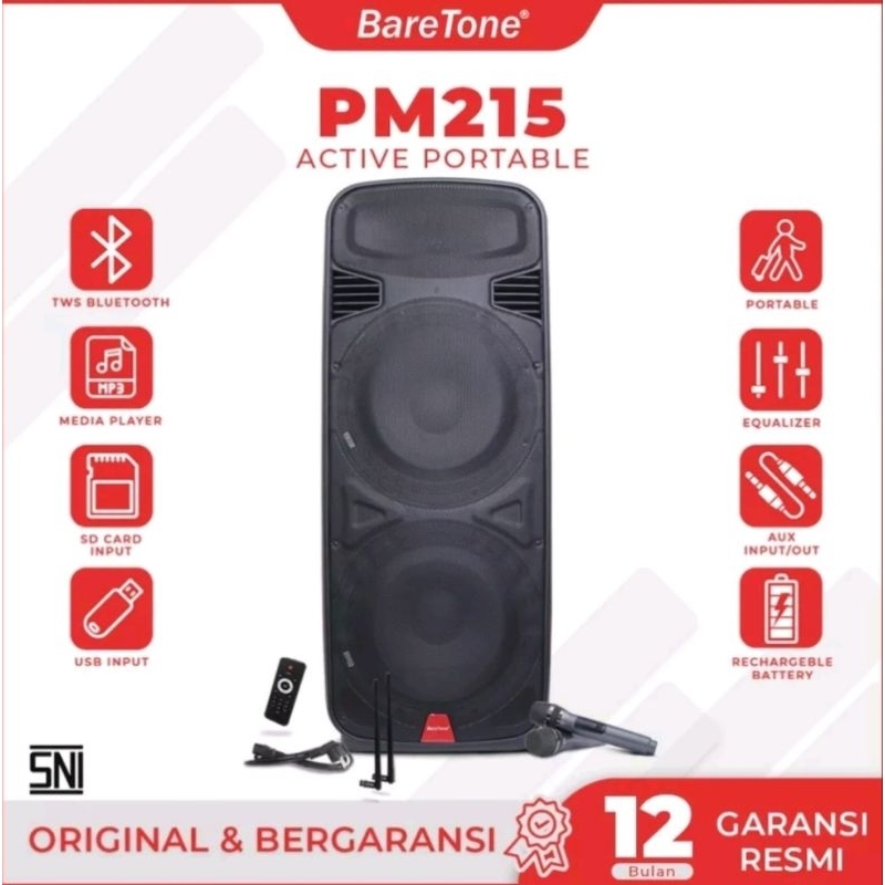 Speaker aktif portable Meeting Baretone PM 215 PM215 Original 15 inch double 1000watt