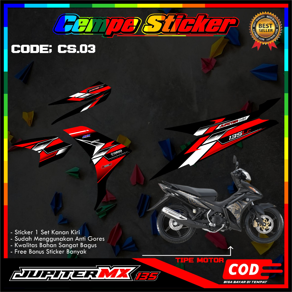 Stiker Lis Variasi JUPITER MX NEW 135 Decal Striping Standar JUPITER MX 135 Premium Racing CM03
