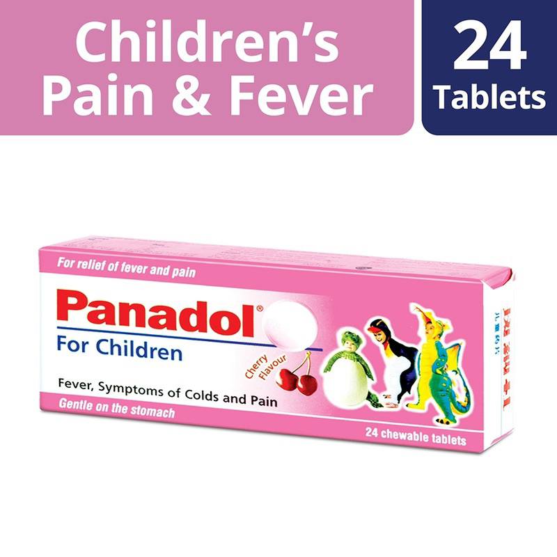 Panadol Children Singapore Chewable 24 Tablets - Obat Demam Anak Tablet Kunyah Rasa Cherry (Import)