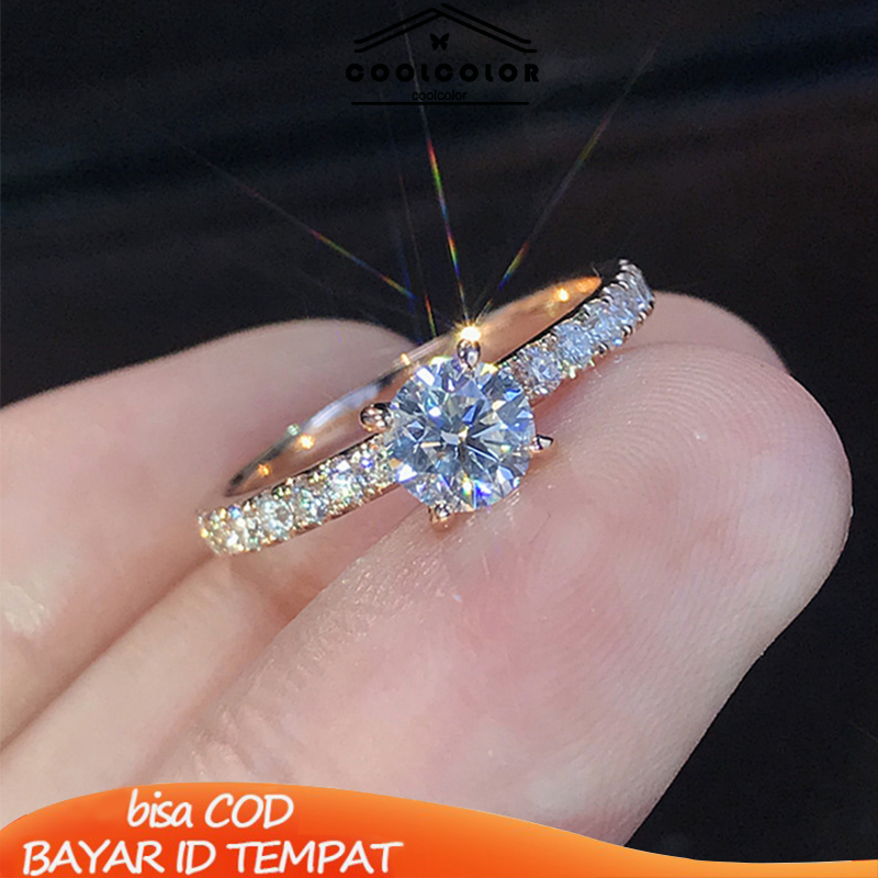 COD⭐Cincin Titanium Anti Karat Wanita Emas Perak 925 Berlian Perhiasan Fashion Elegan Untuk Wanita Ready Stock- cl