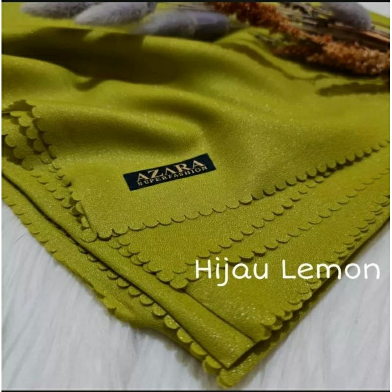 Hijab Jilbab Kerudung Segiempat Sinar Glamour Nur Sinaran Azara Lasercut Warna Hijau Lemon